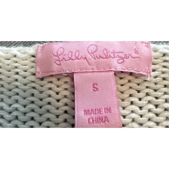 Lilly Pulitzer Nantucket TEAL & WHITE 3/4 Sleeve Scoop Neck Sweater Beachy SZ S - Picture 6 of 10